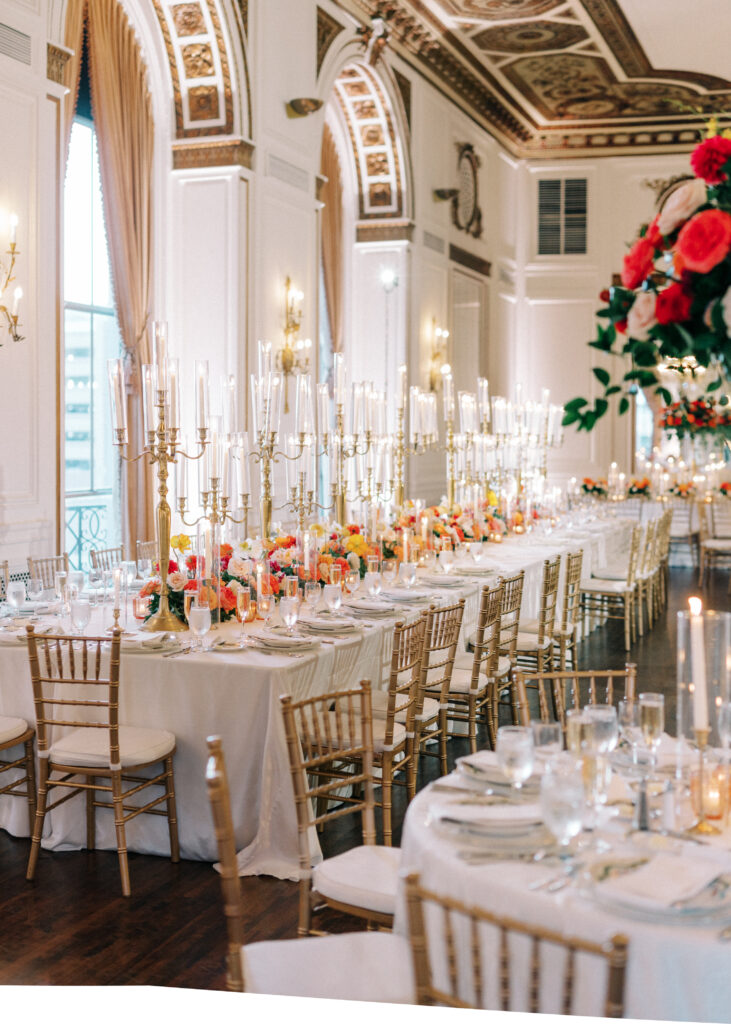 Colony Club Detroit Wedding with colorful florals and candles